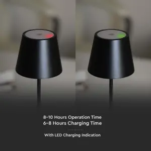 LED φωτιστικό γραφείου 2W επαναφορτιζόμενο 3000Κ με μαύρο σώμα dimmable V-TAC – 7652