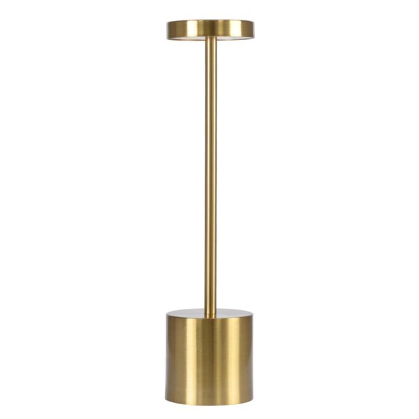 GloboStar® JOJO 76523 Μοντέρνο Επιτραπέζιο Φωτιστικό Πορτατίφ LED 1.5W 105lm 120° DC 5V Επαναφορτιζόμενο με Μπαταρία Li-ion 1800mAh – Διακόπτη Αφής με 3 Εναλλαγές Φωτισμού CCT Θερμό – Φυσικό – Ψυχρό 1500K – 4500K – 6000K Dimmable – D8 x H34cm – Χρυσό