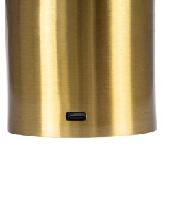 GloboStar® JOJO 76523 Μοντέρνο Επιτραπέζιο Φωτιστικό Πορτατίφ LED 1.5W 105lm 120° DC 5V Επαναφορτιζόμενο με Μπαταρία Li-ion 1800mAh – Διακόπτη Αφής με 3 Εναλλαγές Φωτισμού CCT Θερμό – Φυσικό – Ψυχρό 1500K – 4500K – 6000K Dimmable – D8 x H34cm – Χρυσό