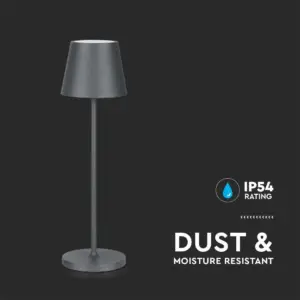 LED Επαναφορτιζόμενο Πορτατίφ V-TAC 2W Dimmable με Γκρι Σώμα IP 54 Θερμό Λευκό 3000K – 7653