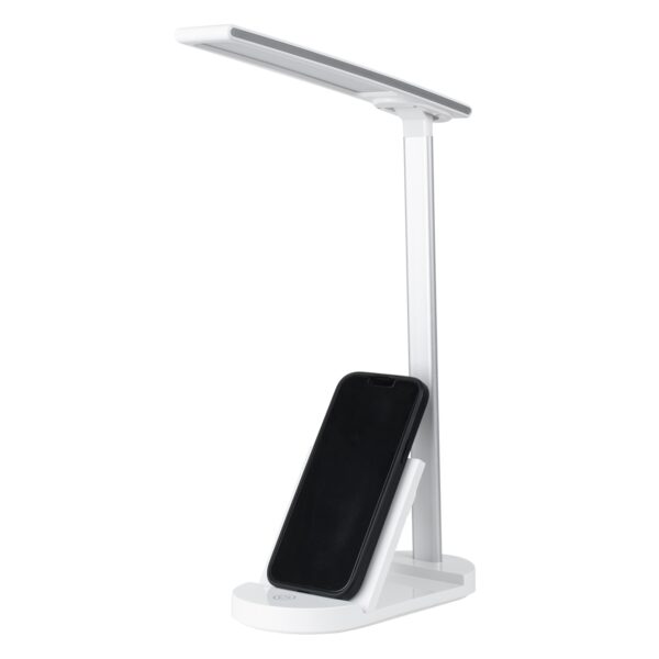 GloboStar® FIARIA 76531 Μοντέρνο Επιτραπέζιο Φωτιστικό Πορτατίφ LED 5W 500lm 180° DC 5V – με Ασύρματη Φόρτιση – Wireless Charger – Διακόπτη Αφής – CCT Θερμό Λευκό 2700K – Φυσικό Λευκό 4500K – Ψυχρό Λευκό 6000K Dimmable – Μ25 x Π10.5 x Υ35.5 – Λευκό