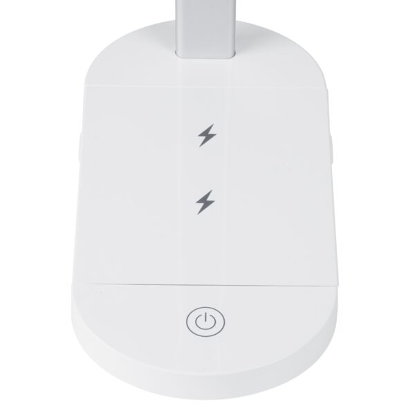 GloboStar® FIARIA 76531 Μοντέρνο Επιτραπέζιο Φωτιστικό Πορτατίφ LED 5W 500lm 180° DC 5V – με Ασύρματη Φόρτιση – Wireless Charger – Διακόπτη Αφής – CCT Θερμό Λευκό 2700K – Φυσικό Λευκό 4500K – Ψυχρό Λευκό 6000K Dimmable – Μ25 x Π10.5 x Υ35.5 – Λευκό