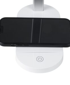 GloboStar® FIARIA 76531 Μοντέρνο Επιτραπέζιο Φωτιστικό Πορτατίφ LED 5W 500lm 180° DC 5V – με Ασύρματη Φόρτιση – Wireless Charger – Διακόπτη Αφής – CCT Θερμό Λευκό 2700K – Φυσικό Λευκό 4500K – Ψυχρό Λευκό 6000K Dimmable – Μ25 x Π10.5 x Υ35.5 – Λευκό