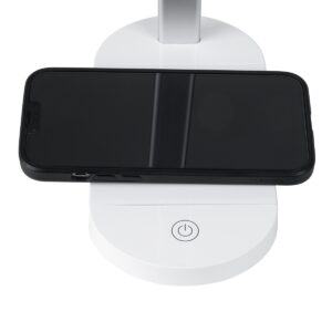 GloboStar® FIARIA 76531 Μοντέρνο Επιτραπέζιο Φωτιστικό Πορτατίφ LED 5W 500lm 180° DC 5V – με Ασύρματη Φόρτιση – Wireless Charger – Διακόπτη Αφής – CCT Θερμό Λευκό 2700K – Φυσικό Λευκό 4500K – Ψυχρό Λευκό 6000K Dimmable – Μ25 x Π10.5 x Υ35.5 – Λευκό