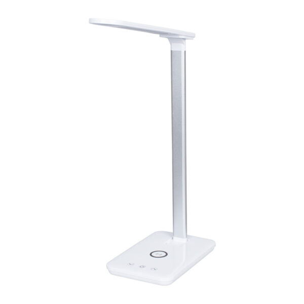 GloboStar® WASP 76532 Μοντέρνο Φωτιστικό Γραφείου Λευκό LED 10 Watt 1000lm DC 5V Αφής & Καλώδιο Τροφοδοσίας USB με Ασύρματη Φόρτιση – Wireless Charger – CCT Θερμό Λευκό 2700K – Φυσικό Λευκό 4500K – Ψυχρό Λευκό 6000K Dimmable