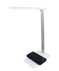 GloboStar® WASP 76532 Μοντέρνο Φωτιστικό Γραφείου Λευκό LED 10 Watt 1000lm DC 5V Αφής & Καλώδιο Τροφοδοσίας USB με Ασύρματη Φόρτιση – Wireless Charger – CCT Θερμό Λευκό 2700K – Φυσικό Λευκό 4500K – Ψυχρό Λευκό 6000K Dimmable