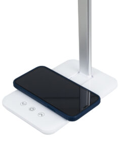 GloboStar® WASP 76532 Μοντέρνο Φωτιστικό Γραφείου Λευκό LED 10 Watt 1000lm DC 5V Αφής & Καλώδιο Τροφοδοσίας USB με Ασύρματη Φόρτιση – Wireless Charger – CCT Θερμό Λευκό 2700K – Φυσικό Λευκό 4500K – Ψυχρό Λευκό 6000K Dimmable