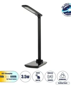 GloboStar® WASP 76533 Μοντέρνο Φωτιστικό Γραφείου Ροζ LED 10 Watt 1000lm DC 5V Αφής & Καλώδιο Τροφοδοσίας USB με Ασύρματη Φόρτιση – Wireless Charger – CCT Θερμό Λευκό 2700K – Φυσικό Λευκό 4500K – Ψυχρό Λευκό 6000K Dimmable