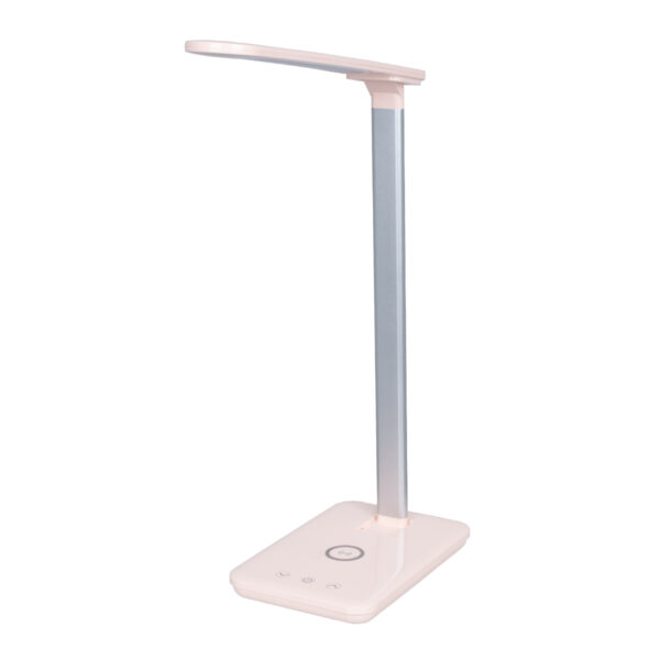 GloboStar® WASP 76533 Μοντέρνο Φωτιστικό Γραφείου Ροζ LED 10 Watt 1000lm DC 5V Αφής & Καλώδιο Τροφοδοσίας USB με Ασύρματη Φόρτιση – Wireless Charger – CCT Θερμό Λευκό 2700K – Φυσικό Λευκό 4500K – Ψυχρό Λευκό 6000K Dimmable