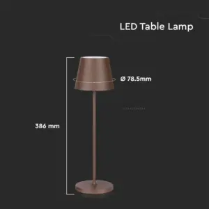 LED Επαναφορτιζόμενο Πορτατίφ V-TAC 2W Dimmable με Καφέ Σώμα IP 54 Θερμό Λευκό 3000K – 7654