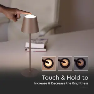 LED Επαναφορτιζόμενο Πορτατίφ V-TAC 2W Dimmable με Καφέ Σώμα IP 54 Θερμό Λευκό 3000K – 7654