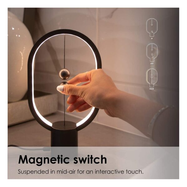 GloboStar® 76545 MAGNET Μοντέρνο Φωτιστικό Γραφείου Ανοιχτό Γκρι LED 15 Watt 1500lm DC 5V με Μαγνητικό Διακόπτη & Καλώδιο Τροφοδοσίας USB Θερμό Λευκό 2700K