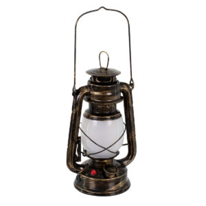 GloboStar® 76547 Vintage Επιτραπέζιο Διακοσμητικό Φωτιστικό LED Retro Μπρούτζινο Φαναράκι Flame Effect 10W 500lm Επαναφορτιζόμενο με Διακόπτη On/Off & Καλώδιο Πρίζα Σούκο – Μπαταρίας 2×18650 4000Mah (Περιλαμβάνονται) Ultra Θερμό Λευκό 1800K
