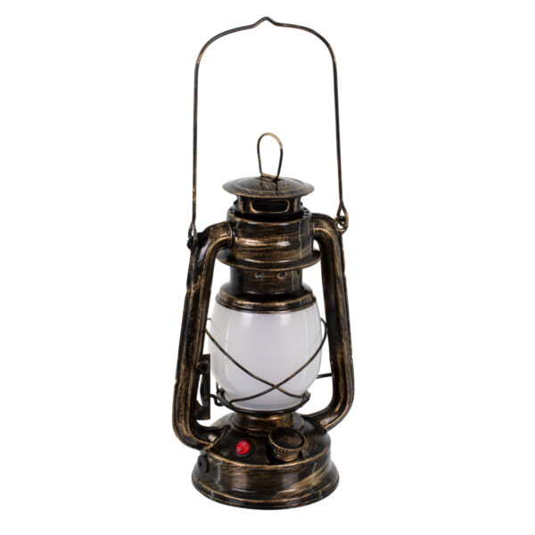 GloboStar® 76547 Vintage Επιτραπέζιο Διακοσμητικό Φωτιστικό LED Retro Μπρούτζινο Φαναράκι Flame Effect 10W 500lm Επαναφορτιζόμενο με Διακόπτη On/Off & Καλώδιο Πρίζα Σούκο – Μπαταρίας 2×18650 4000Mah (Περιλαμβάνονται) Ultra Θερμό Λευκό 1800K
