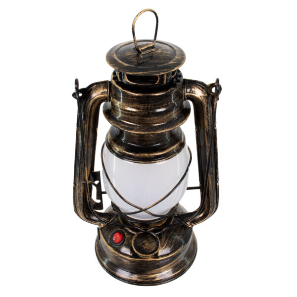 GloboStar® 76547 Vintage Επιτραπέζιο Διακοσμητικό Φωτιστικό LED Retro Μπρούτζινο Φαναράκι Flame Effect 10W 500lm Επαναφορτιζόμενο με Διακόπτη On/Off & Καλώδιο Πρίζα Σούκο – Μπαταρίας 2×18650 4000Mah (Περιλαμβάνονται) Ultra Θερμό Λευκό 1800K