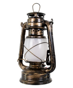 GloboStar® 76547 Vintage Επιτραπέζιο Διακοσμητικό Φωτιστικό LED Retro Μπρούτζινο Φαναράκι Flame Effect 10W 500lm Επαναφορτιζόμενο με Διακόπτη On/Off & Καλώδιο Πρίζα Σούκο – Μπαταρίας 2×18650 4000Mah (Περιλαμβάνονται) Ultra Θερμό Λευκό 1800K