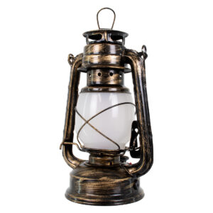 GloboStar® 76547 Vintage Επιτραπέζιο Διακοσμητικό Φωτιστικό LED Retro Μπρούτζινο Φαναράκι Flame Effect 10W 500lm Επαναφορτιζόμενο με Διακόπτη On/Off & Καλώδιο Πρίζα Σούκο – Μπαταρίας 2×18650 4000Mah (Περιλαμβάνονται) Ultra Θερμό Λευκό 1800K
