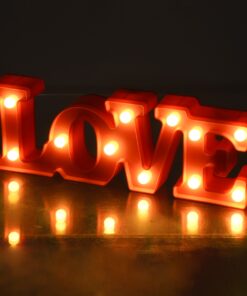 GloboStar® 76548 Κόκκινο Μοντέρνο Επιτραπέζιο Διακοσμητικό Φωτιστικό LED Σήμανσης LOVE 2W με Διακόπτη On/Off Μπαταρίας 2xAAA (Δεν Περιλαμβάνονται) Θερμό Λευκό 2700K