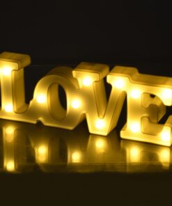 GloboStar® 76549 Λευκό Μοντέρνο Επιτραπέζιο Διακοσμητικό Φωτιστικό LED Σήμανσης LOVE 2W με Διακόπτη On/Off Μπαταρίας 2xAAA (Δεν Περιλαμβάνονται) Θερμό Λευκό 2700K