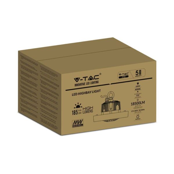 LED Καμπάνα 100W Dimmable V-TAC Pro Μαύρη 18500lm Φυσικό Λευκό 4000K IP65 – 7655