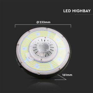 LED Καμπάνα 100W Dimmable V-TAC Pro Μαύρη 18500lm Φυσικό Λευκό 4000K IP65 – 7655
