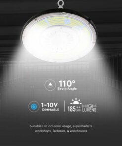 LED Καμπάνα 100W Dimmable V-TAC Pro Μαύρη 18500lm Φυσικό Λευκό 4000K IP65 – 7655
