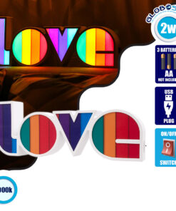 GloboStar® 76550 Μοντέρνο Επιτραπέζιο Διακοσμητικό Φωτιστικό LED Σήμανσης COLORS LOVE 2W με Διακόπτη On/Off & Καλώδιο Τροφοδοσίας USB – Μπαταρίας 3xAAA (Δεν Περιλαμβάνονται) Ψυχρό Λευκό 6000K