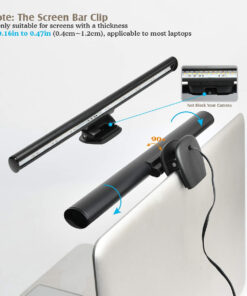 GloboStar® 76552 Φωτιστικό Οθόνης Anti-Glare E-Reading LED 5W 565lm DC 5V με Καλώδιο Τροφοδοσίας USB 2.0 & Ενσωματωμένο Χειριστήριο Εναλλαγής Χρωμάτων CCT Θερμό Λευκό 2700K – Φυσικό Λευκό 4500K – Ψυχρό Λευκό 6000K Dimmable Μαύρο Μ26 x Π4.5 x Υ4.5cm