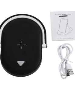 GloboStar® ECLIPSE 76558 Μοντέρνο Επιτραπέζιο Φωτιστικό Πορτατίφ LED 15W 1200lm 180° AC 230V – με Ασύρματη Φόρτιση – Wireless Charger – Διακόπτη Αφής με 3 Εντάσεις Φωτισμού Φυσικό Λευκό 4500K Dimmable – Μ17 x Π13 x Υ10 – Μαύρο