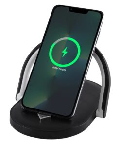 GloboStar® ECLIPSE 76558 Μοντέρνο Επιτραπέζιο Φωτιστικό Πορτατίφ LED 15W 1200lm 180° AC 230V – με Ασύρματη Φόρτιση – Wireless Charger – Διακόπτη Αφής με 3 Εντάσεις Φωτισμού Φυσικό Λευκό 4500K Dimmable – Μ17 x Π13 x Υ10 – Μαύρο