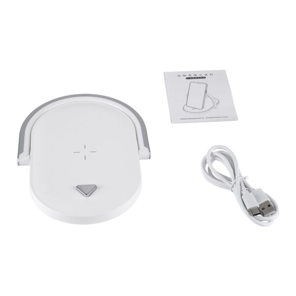 GloboStar® ECLIPSE 76559 Μοντέρνο Επιτραπέζιο Φωτιστικό Πορτατίφ LED 15W 1200lm 180° AC 230V – με Ασύρματη Φόρτιση – Wireless Charger – Διακόπτη Αφής με 3 Εντάσεις Φωτισμού Φυσικό Λευκό 4500K Dimmable – Μ17 x Π13 x Υ10 – Λευκό