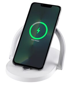 GloboStar® ECLIPSE 76559 Μοντέρνο Επιτραπέζιο Φωτιστικό Πορτατίφ LED 15W 1200lm 180° AC 230V – με Ασύρματη Φόρτιση – Wireless Charger – Διακόπτη Αφής με 3 Εντάσεις Φωτισμού Φυσικό Λευκό 4500K Dimmable – Μ17 x Π13 x Υ10 – Λευκό