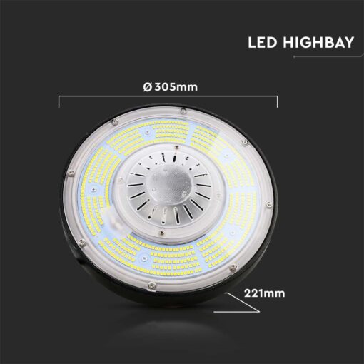LED Καμπάνα 200W Dimmable V-TAC Pro Μαύρη 37000lm Φυσικό Λευκό 4000K IP65 – 7656