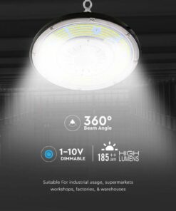 LED Καμπάνα 200W Dimmable V-TAC Pro Μαύρη 37000lm Φυσικό Λευκό 4000K IP65 – 7656