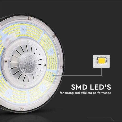 LED Καμπάνα 200W Dimmable V-TAC Pro Μαύρη 37000lm Φυσικό Λευκό 4000K IP65 – 7656