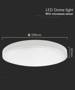 18W LED Dome Light Round Microwave Sensor White Frame 4000K IP44 V-TAC – 76601