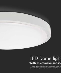 18W LED Dome Light Round Microwave Sensor White Frame 4000K IP44 V-TAC – 76601