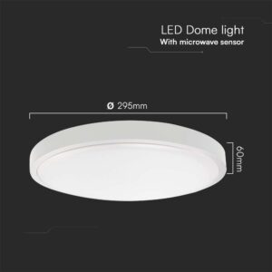 18W LED Dome Light Round Microwave Sensor White Frame 6500K IP44  V-TAC – 76611