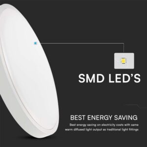 18W LED Dome Light Round Microwave Sensor White Frame 6500K IP44  V-TAC – 76611