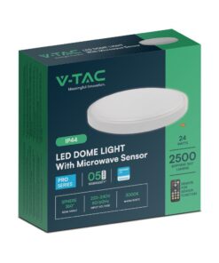 24W LED Πλαφονιέρα Στρογγυλή Φ350 Λευκή με Ανιχνευτή Κίνησης SAMSUNG Chip 2500lm 3000K IP44 V-TAC – 76621-24