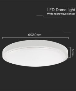 24W LED Πλαφονιέρα Στρογγυλή Φ350 Λευκή με Ανιχνευτή Κίνησης SAMSUNG Chip 2500lm 3000K IP44 V-TAC – 76621-24