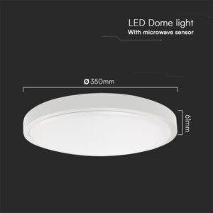 24W LED Πλαφονιέρα Στρογγυλή Φ350 Λευκή με Ανιχνευτή Κίνησης SAMSUNG Chip 2500lm 3000K IP44 V-TAC – 76621-24