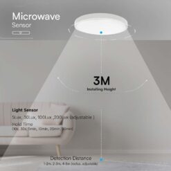 18W LED Πλαφονιέρα Στρογγυλή Φ300 Λευκή με Ανιχνευτή Κίνησης SAMSUNG Chip 1830lm 3000K IP44 V-TAC – 76591-24