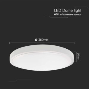 Πλαφονιέρα Οροφής LED 24W SMD 3000K IP44 Λευκού Χρώματος με Ανιχνευτή μικροκυμάτων  V-TAC – 76621