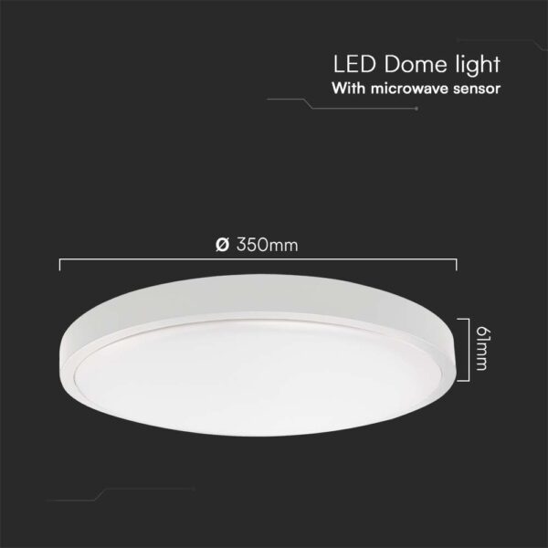 Πλαφονιέρα Οροφής LED 24W SMD 3000K IP44 Λευκού Χρώματος με Ανιχνευτή μικροκυμάτων  V-TAC – 76621