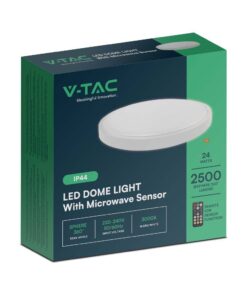 Πλαφονιέρα Οροφής LED 24W SMD 4000K IP44 Λευκού Χρώματος με Ανιχνευτή μικροκυμάτων V-TAC – 76631