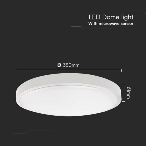 Πλαφονιέρα Οροφής LED 24W SMD 4000K IP44 Λευκού Χρώματος με Ανιχνευτή μικροκυμάτων  V-TAC – 76631