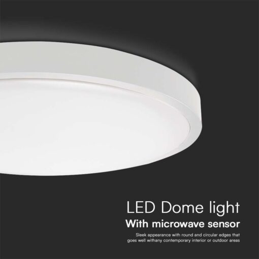 Πλαφονιέρα Οροφής LED 24W SMD 4000K IP44 Λευκού Χρώματος με Ανιχνευτή μικροκυμάτων  V-TAC – 76631