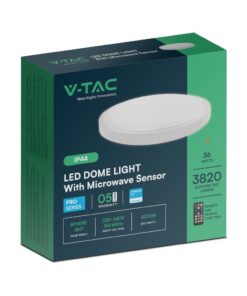 Πλαφονιέρα LED Στρογγυλή 36W 4000K IP44 Με Ανιχνευτή Κίνησης Λευκή V-TAC Samsung Chip – 76651-24