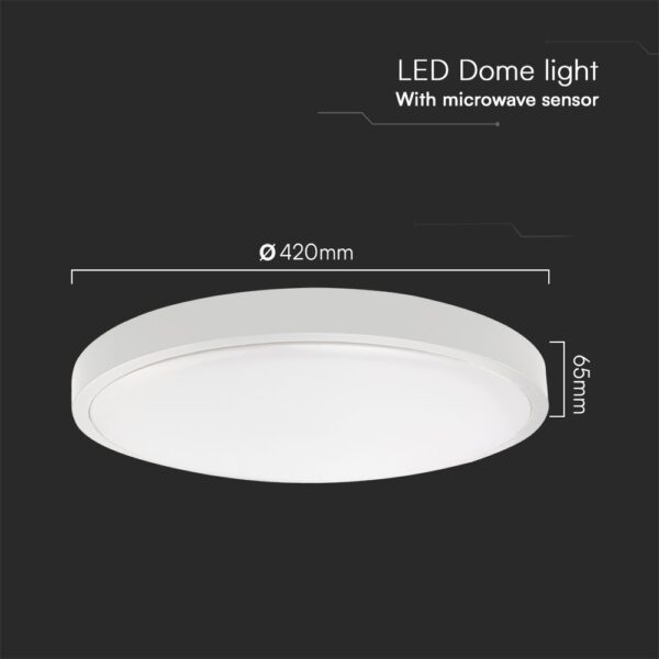 Πλαφονιέρα LED Στρογγυλή 36W 4000K IP44 Με Ανιχνευτή Κίνησης Λευκή V-TAC Samsung Chip – 76651-24